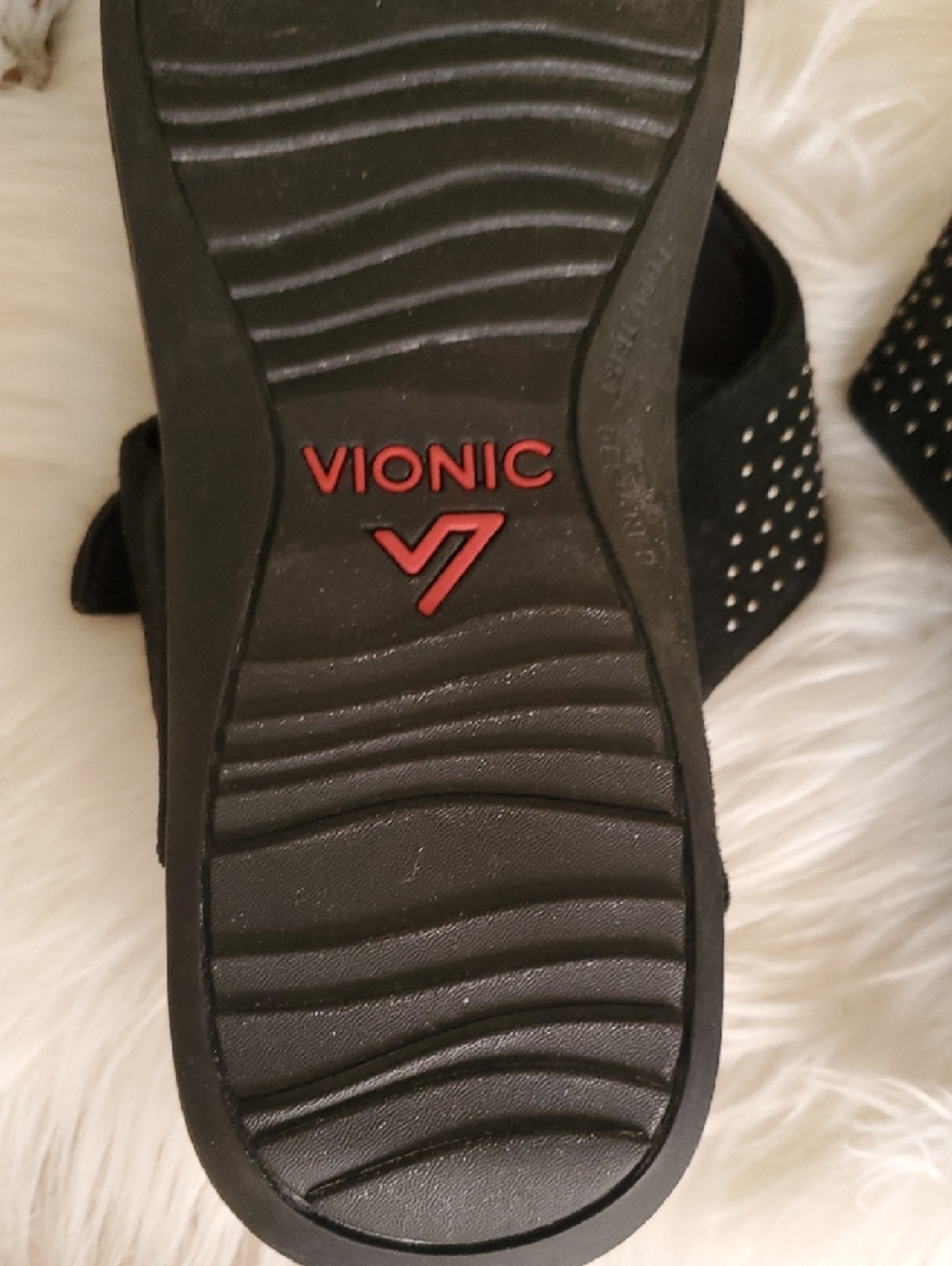 Vionic Black Studded Suede Toe-Post Sandals - Picture 8 of 14